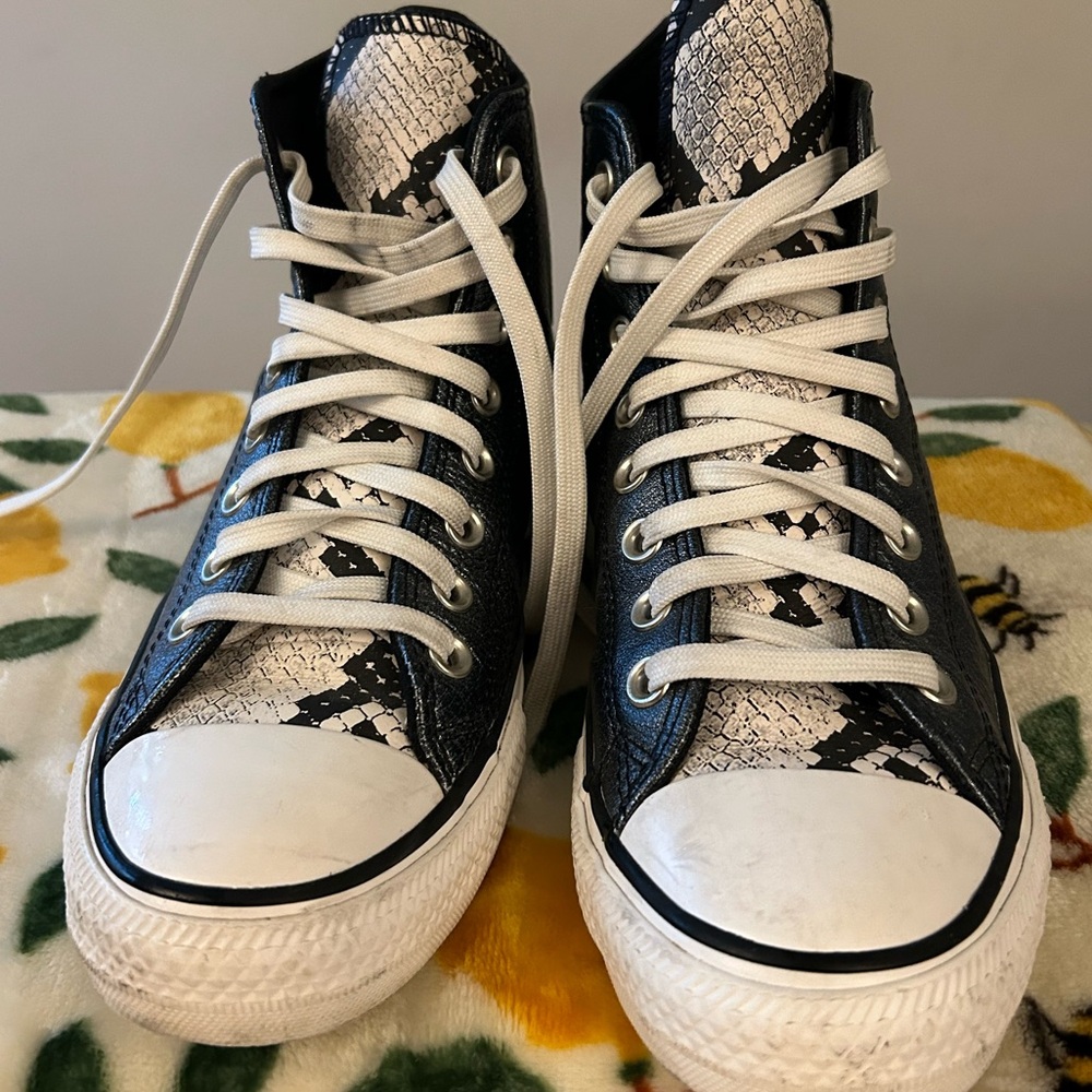 Converse Leather Hi-tops with Snakeskin detailing